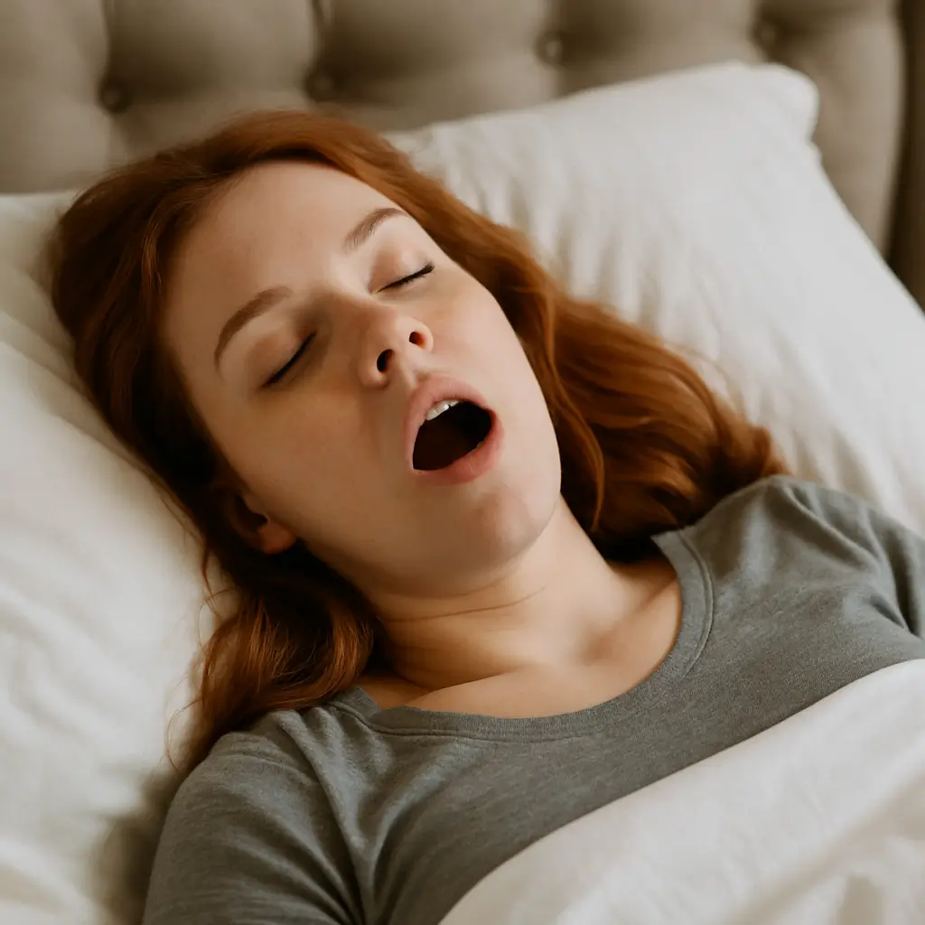 Mujer durmiendo con la boca abierta