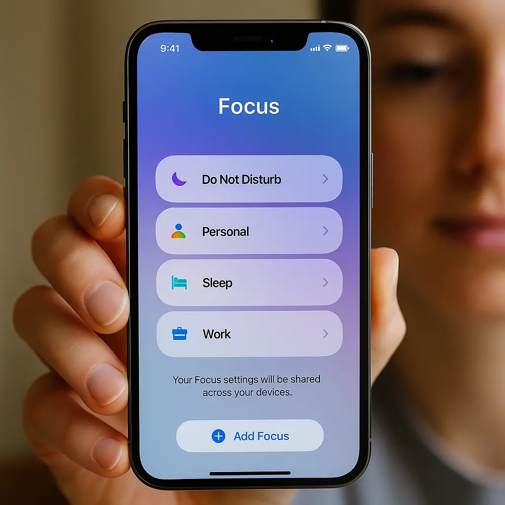 Teléfono iPhone mostrando un ajuste de concentración